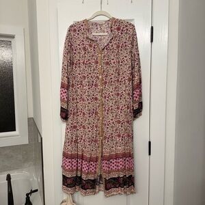 SundayUp Boho Floral Maxi | Modern Folklore Artisanal Chic Button-Down Dress